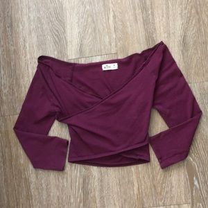 Burgundy Criss Cross Crop Top